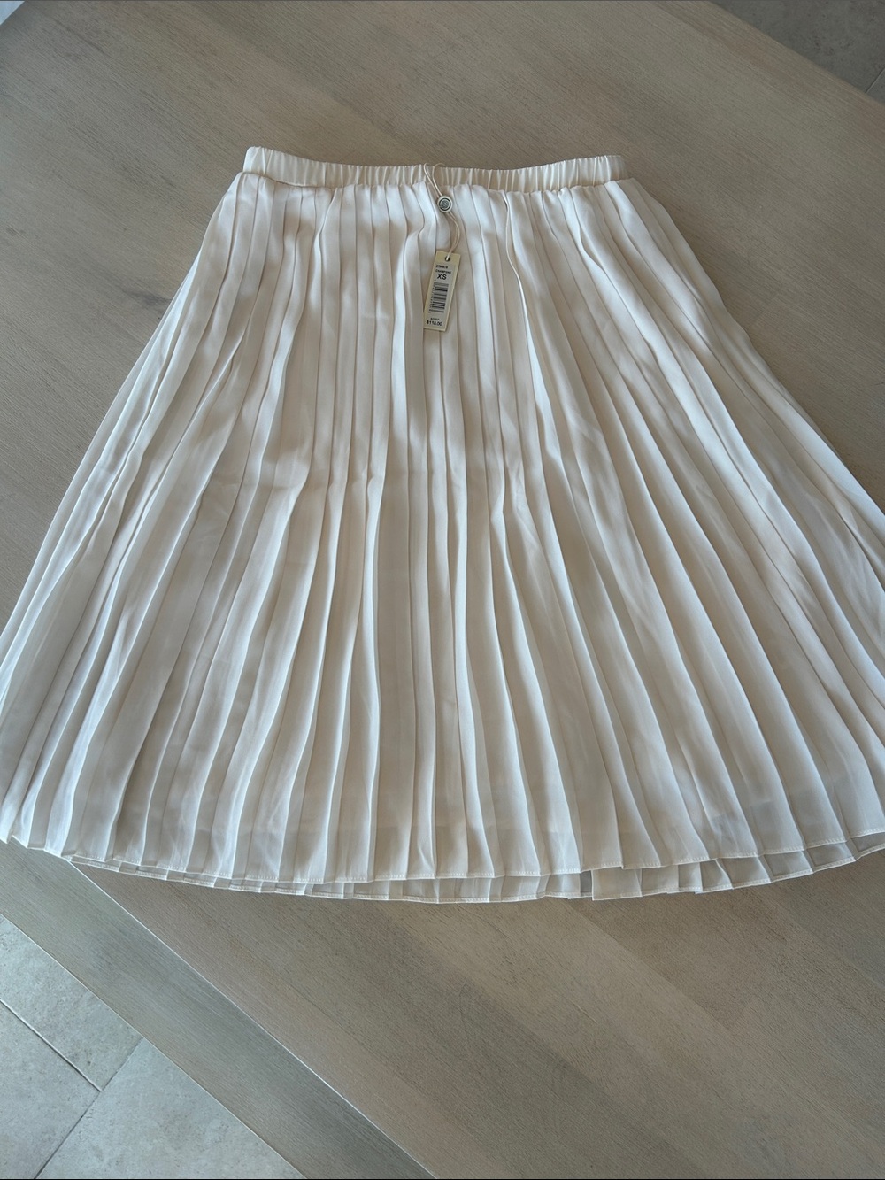 NWT Max Studio Pleated White Midi Skirt XS Capsule Wardrobe Minimalist